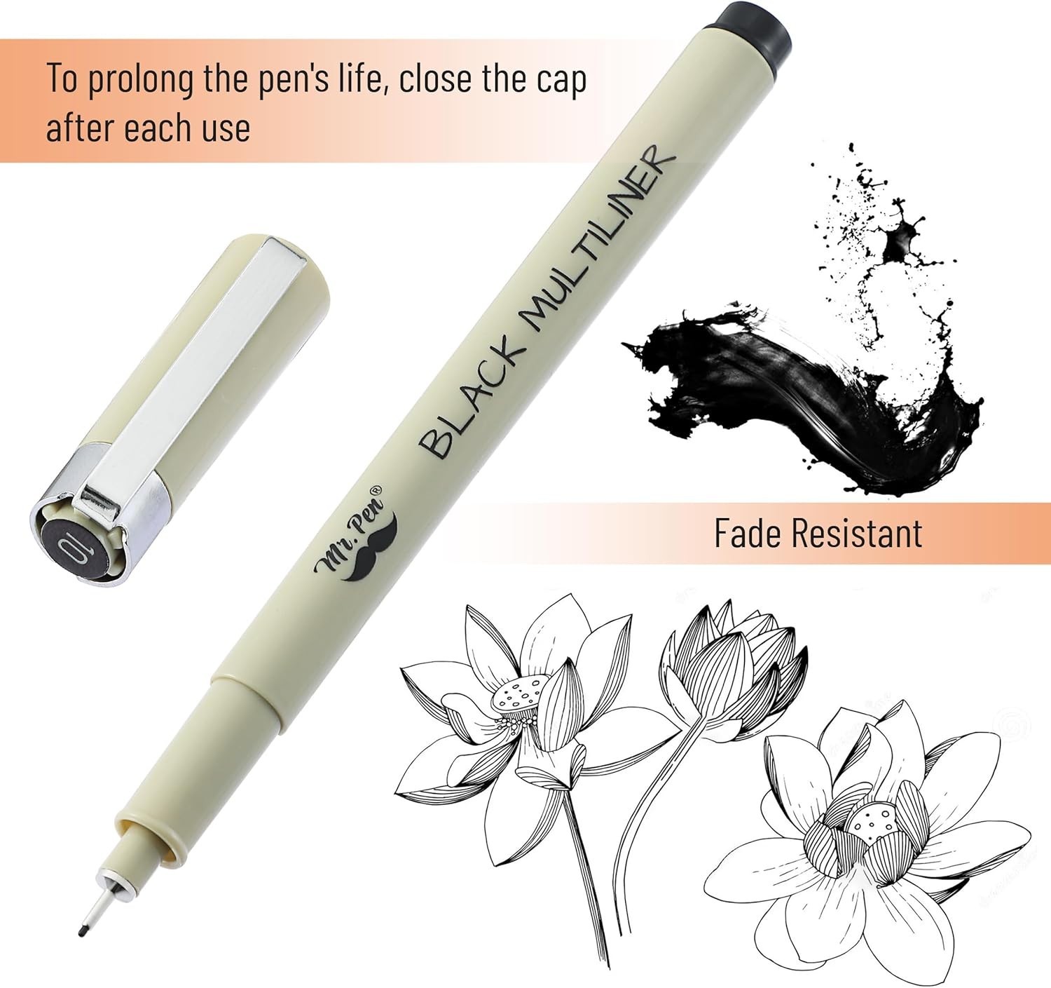 0.25mm Micro Pens – 6 Pack of Quick-Dry Black Ink Fineliners for Professionals