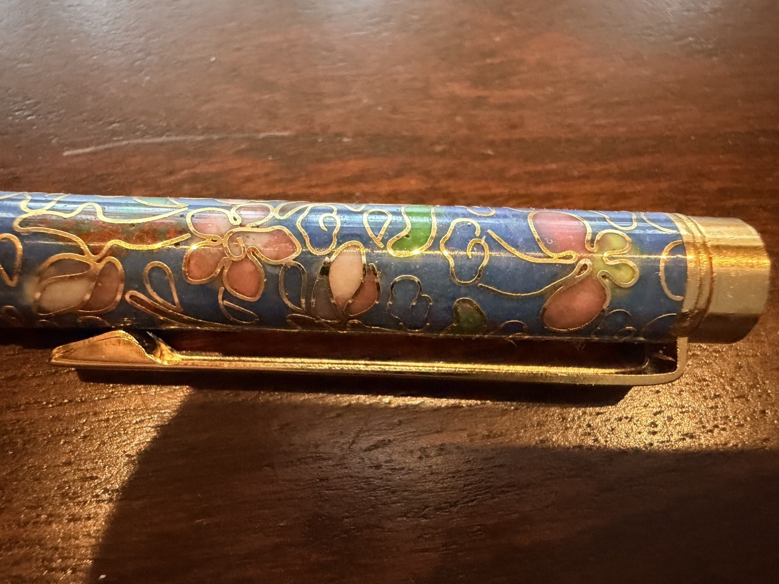 Vintage Beijing Cloisonné Enamel Ballpoint Pen Taipu R-920 Jingtailan w/ Box