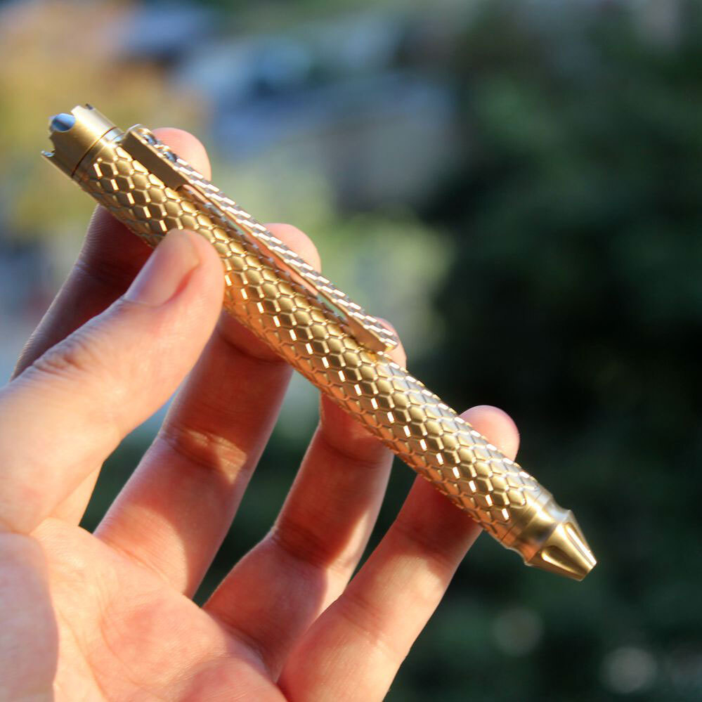 Brass Red Copper Titanium Clip Ball Pen Signature Pocket Outdoor EDC Tools Pen