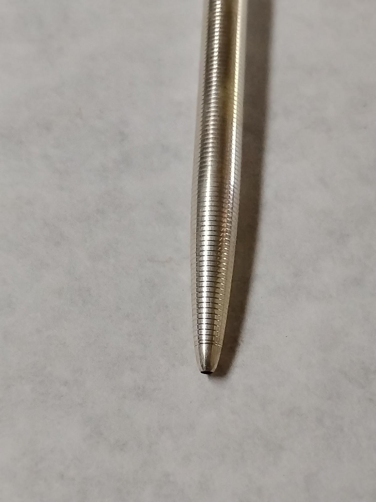 VTG Slim Ribbed Sterling Silver Ballpoint Pen NOS Tested-Works In Original Case