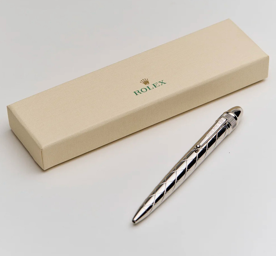 Rolex Silver Diamond Style Palladium Finish Ballpoint Pen – New in Box