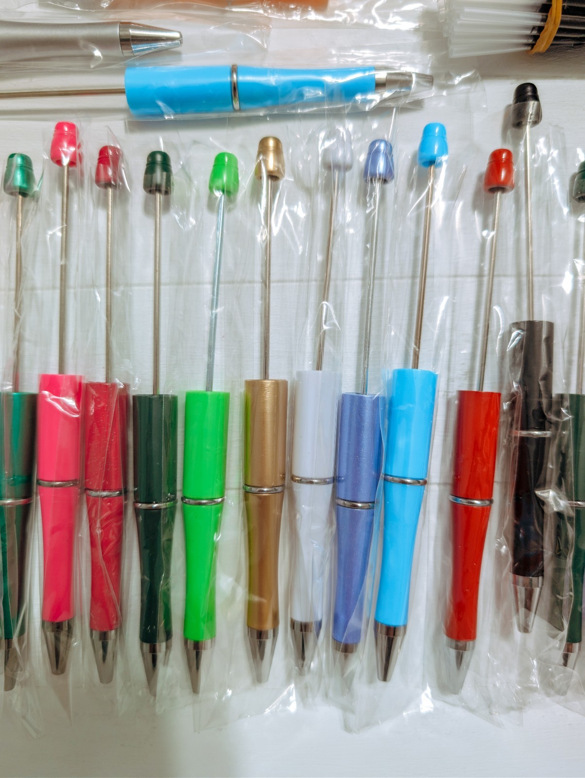 25pc DIY Beadable Pen Kit Blank Ballpoint Pens Bulk 20 Colors Craft Supplies