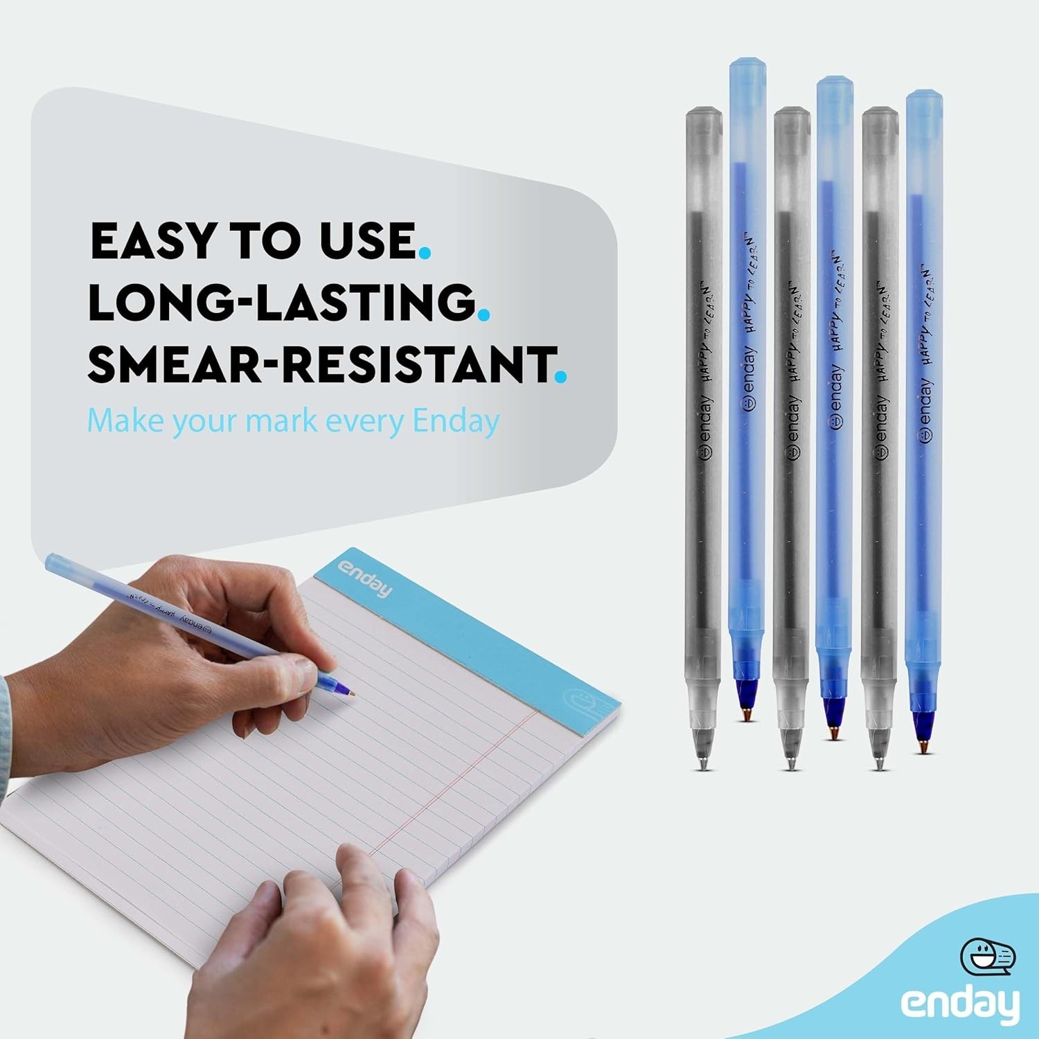 Enday Pens Bulk Black Pens Blue Pens Ballpoint, Medium Point (1.0mm), Flexible R