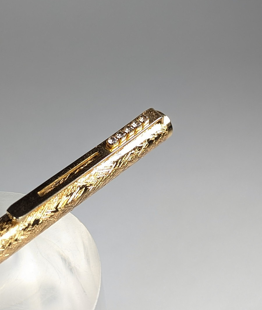 Primax Jeweled Rhinestone Ink Pen w/ Gold-Toned Textured Metal Twist Ballpoint