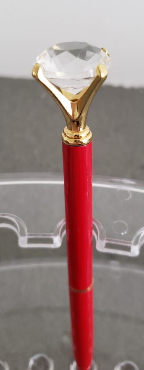 1 Pcs Retractable Diamond Pen with Big Crystal Bling, Crystal Metal Ballpoint