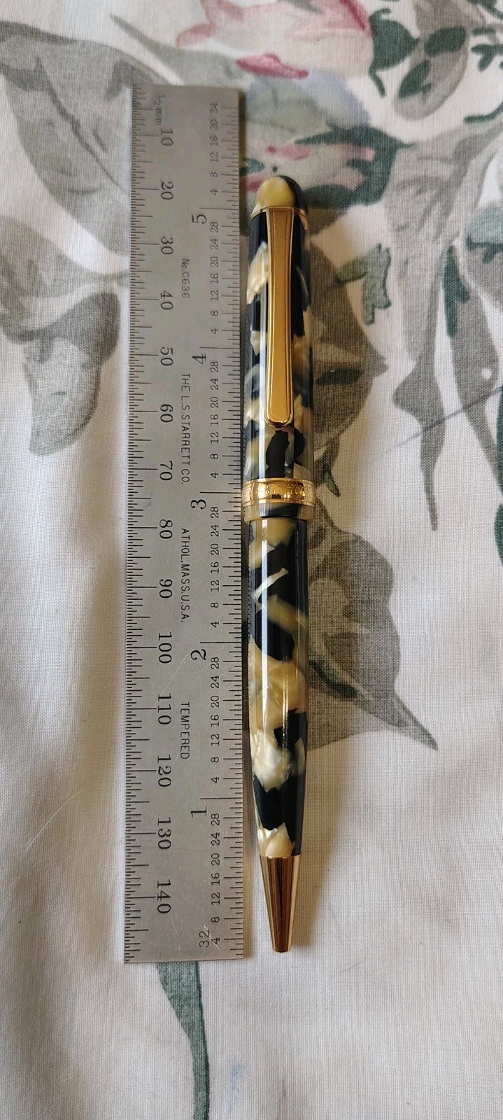 Platinum 3776 Marble Black & Yellow Ball Point Pen Made In Japan