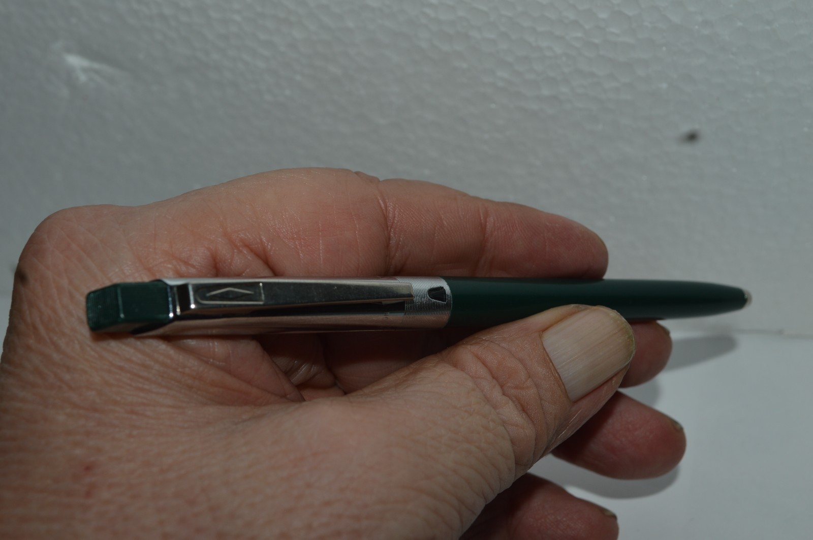 UNIPECO Ballpoint Pen Dark Green Square Clicker Light Used Circa 1960’s Tested
