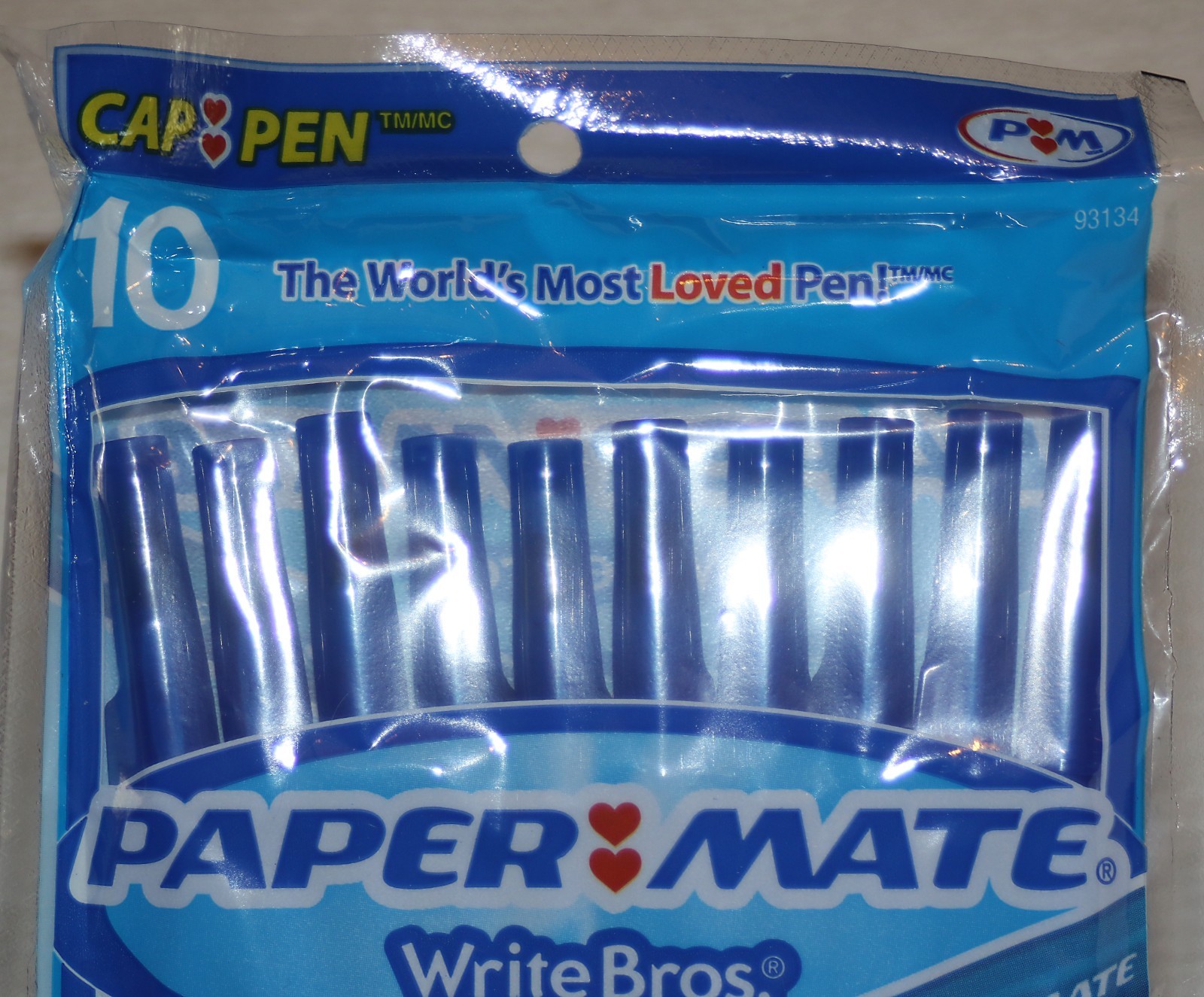 Vintage Paper Mate Write Bros Blue Cap Pens Pack Of 10 Sealed NOS