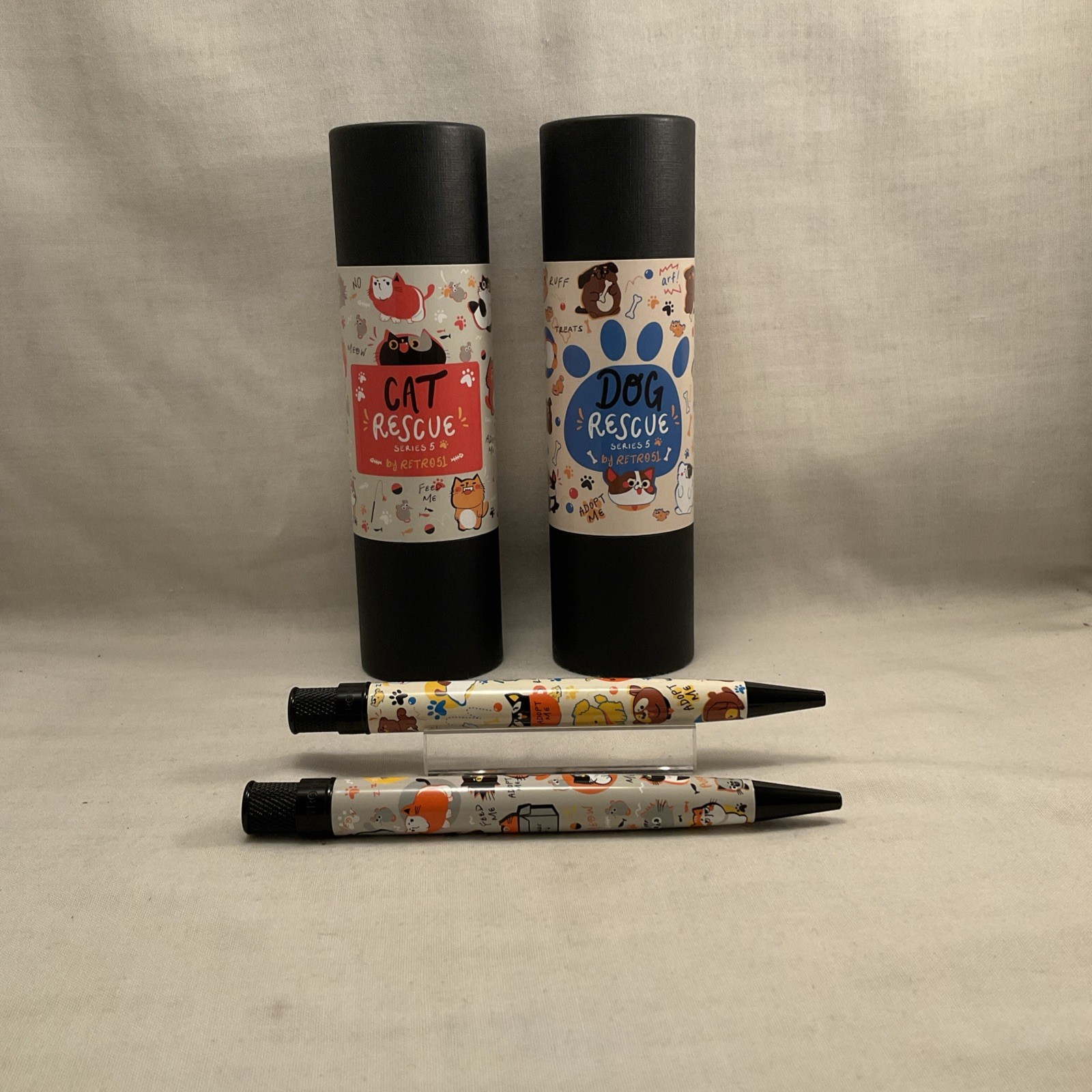 Retro51 Tornado Ballpoint Pens Dog & Cat Rescue Series 5 – Two Pen Lot, in Tubes