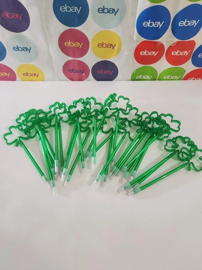 Lot of 25 Shamrock Pens Green Pen Black ink 3-Leaf Clover