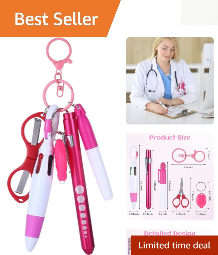 Durable 6-in-1 Nurse Pen Set with Scissors & LED Light – Perfect Gift for Nurses