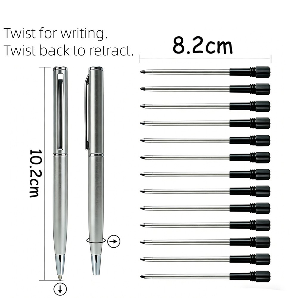 Mini Metal Twist-Activated Ballpoint Pen – Pocket-Sized 0.7mm Fine Black Ink
