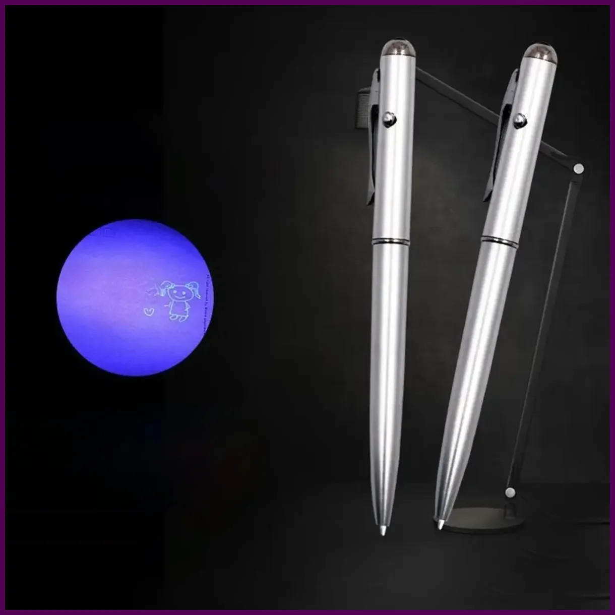 1PCS Multifunctional LED Light Ballpoint Pen Invisible Ink Pen UV Light Money