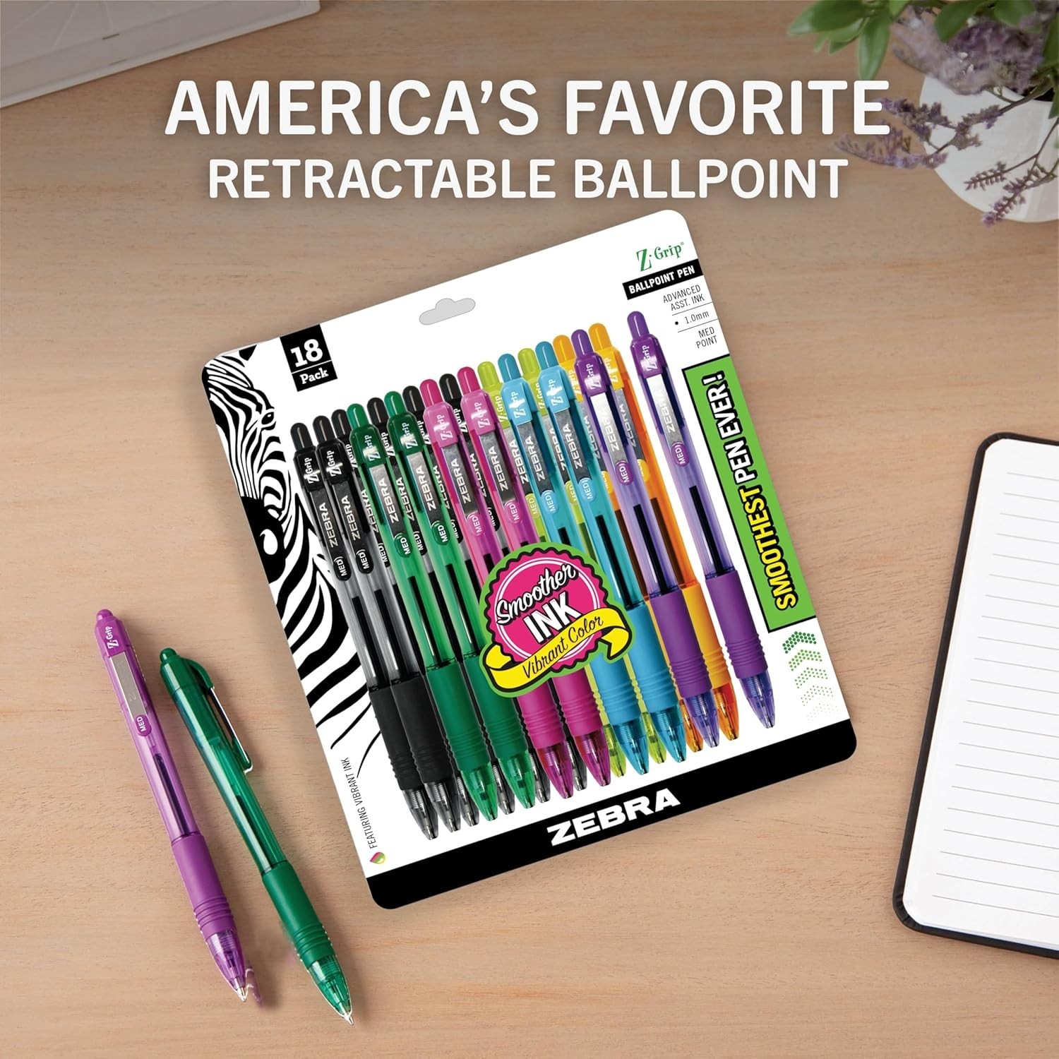 Ergonomic Grip Ballpoint Pens 18 Pack Assorted Colors Ideal for Long Writing