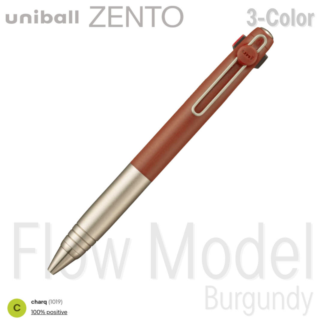 Uniball Zento Flow Three Color Pen 0.5mm Burgundy Multi-pen -=NEW=-