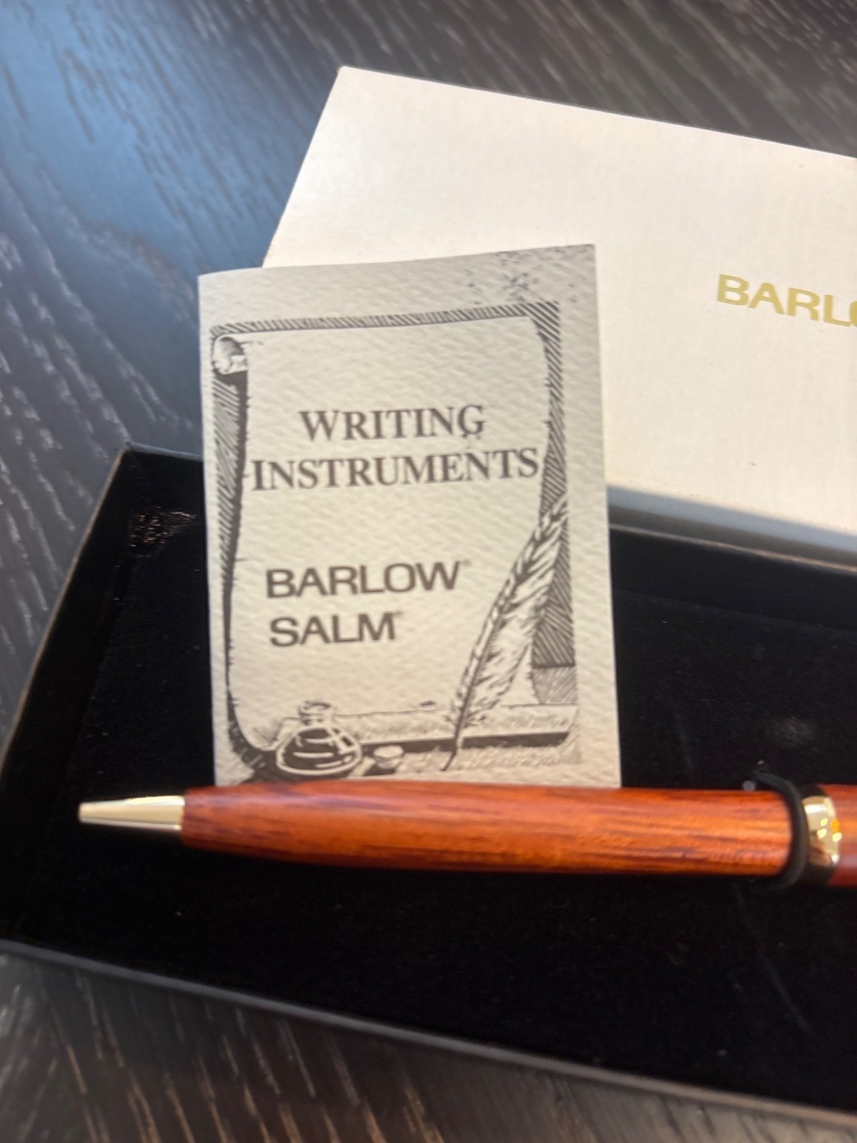 Vintage Barlow/Salm GTE Branded Wooden Pen With Gold-Tone Accents In Gift Box