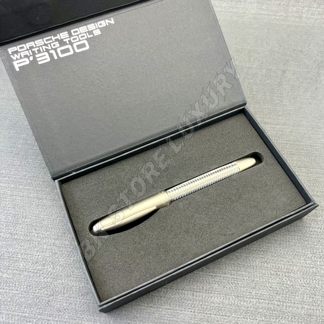Porsche Design P’3100 TecFlex Ballpoint Pen Silver Braided Weave w/ Box