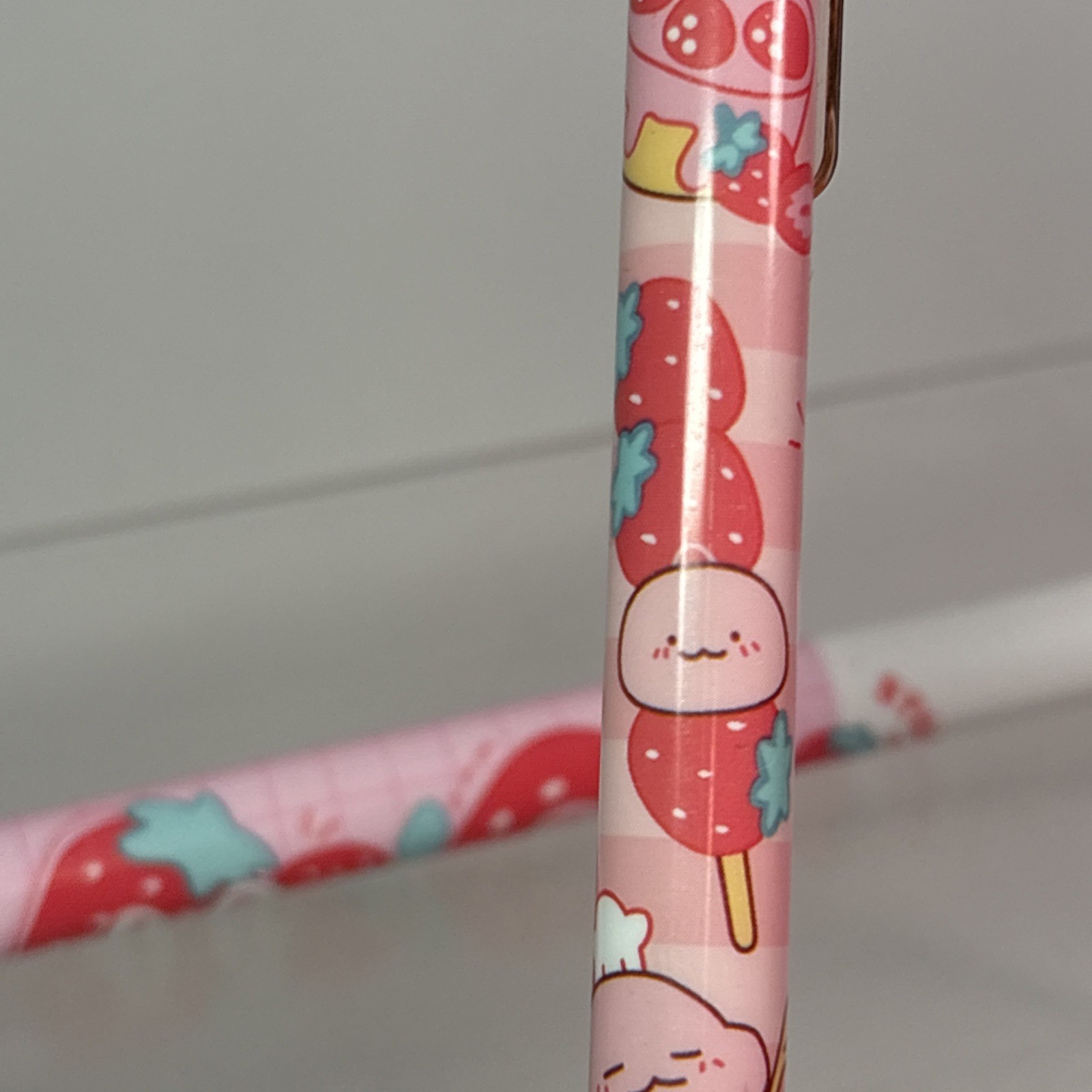 Strawberry Dinosaur – 6 Count Black Gel Pens – Pink & White