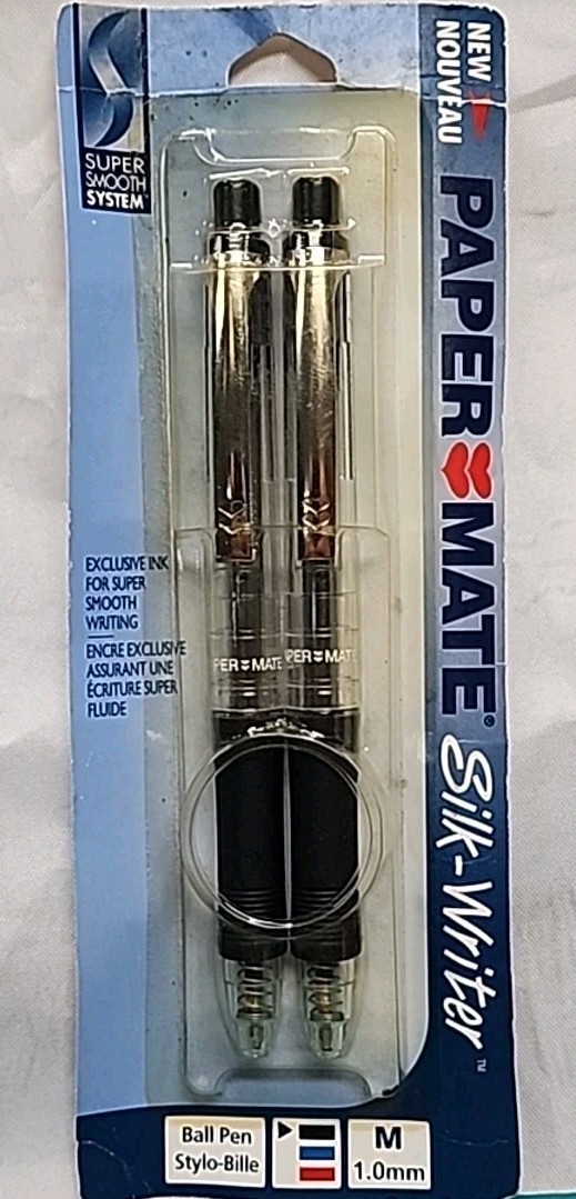 2001-2PK-SANFORD PAPER MATE SILK WRITER MED. BALL POINT PENS; USA; VINTAGE NOS