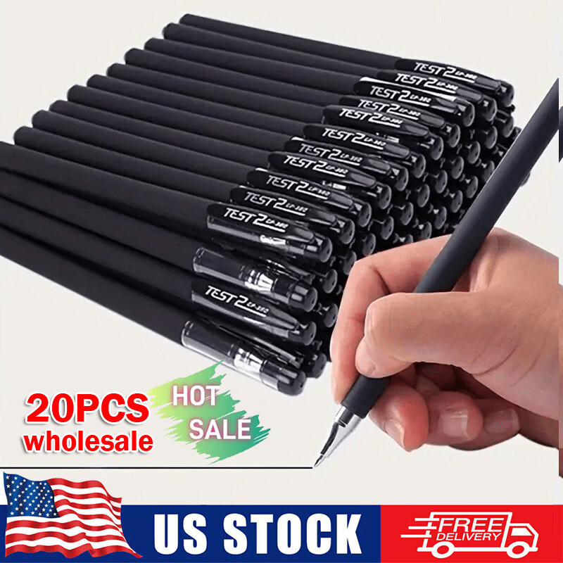 20PCS Ball Point Pens BLACK Gel Ink Pen Smooth Writing – 0.5mm Fine- Best Price⚡