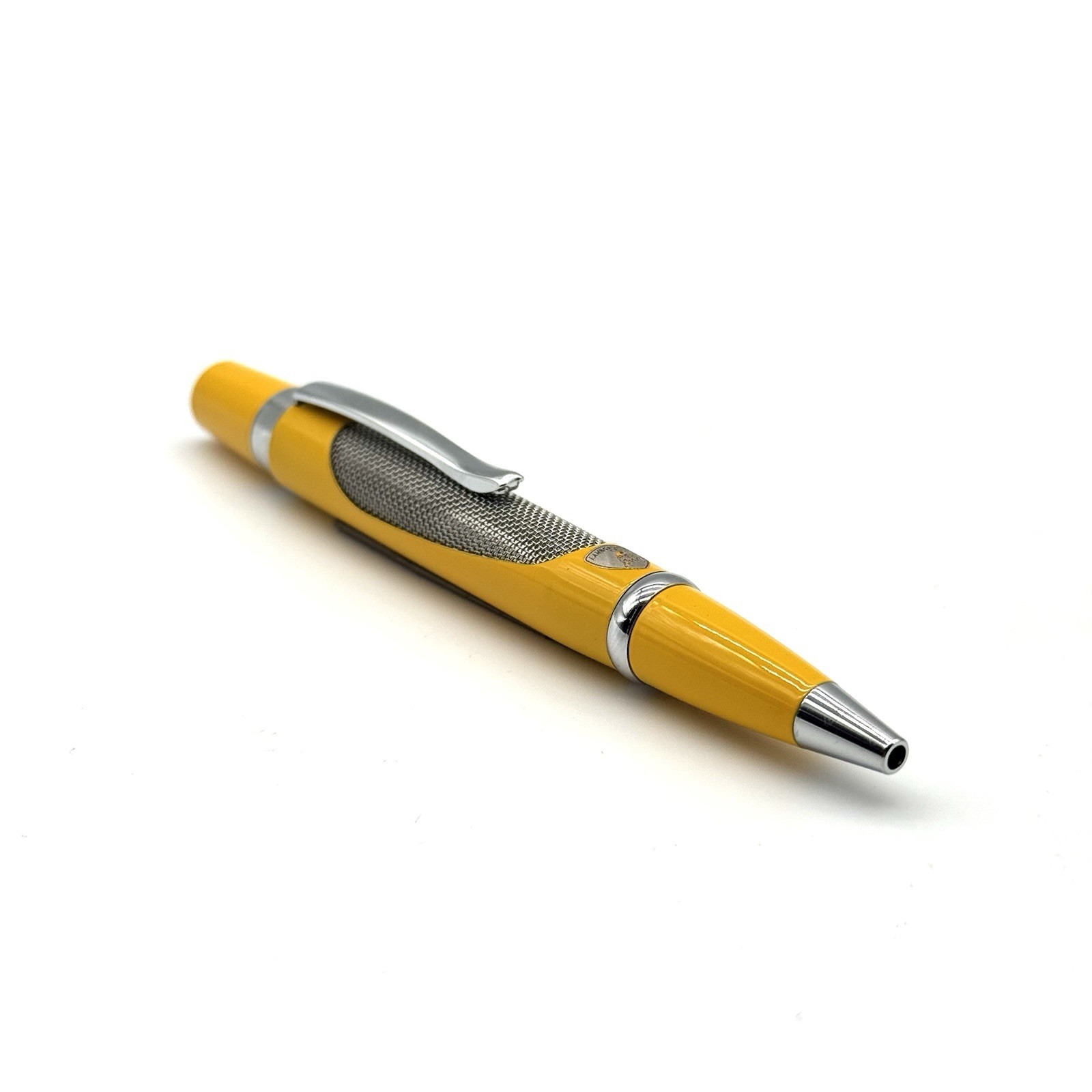 Lamborghini 2024 Yellow Ballpoint Pen Chrome Mesh Grip | Luxury Gift Box Edition