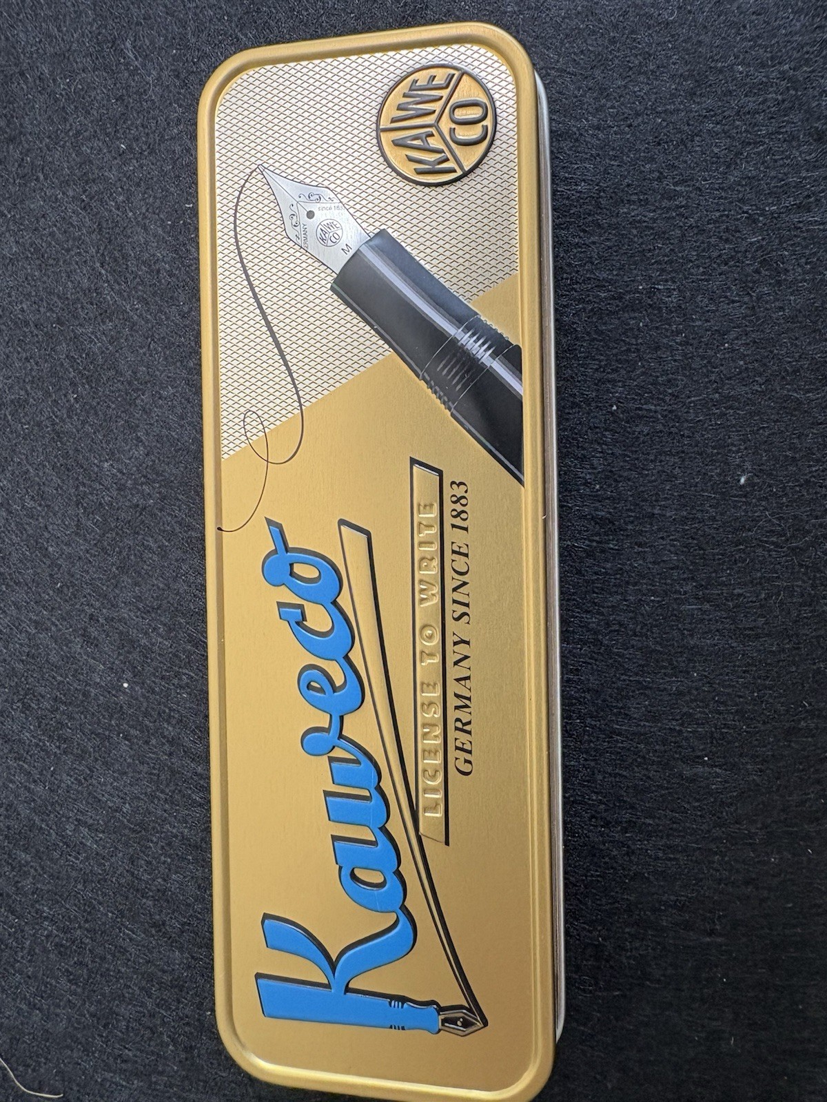 Kaweco Student White Ballpoint Pen Chrome Trim 10000171 Metal Tin Box Set