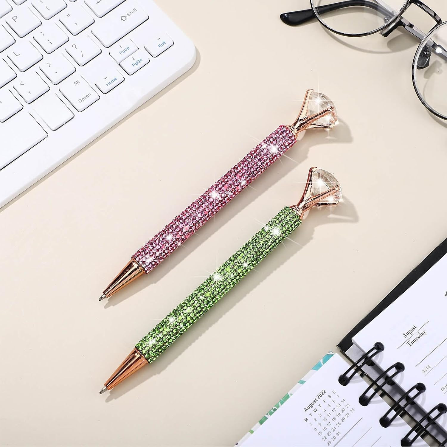4 Pcs Diamond Top Pens with Crystal Rhinestone Pen for Women Bling Ink Ballpoint