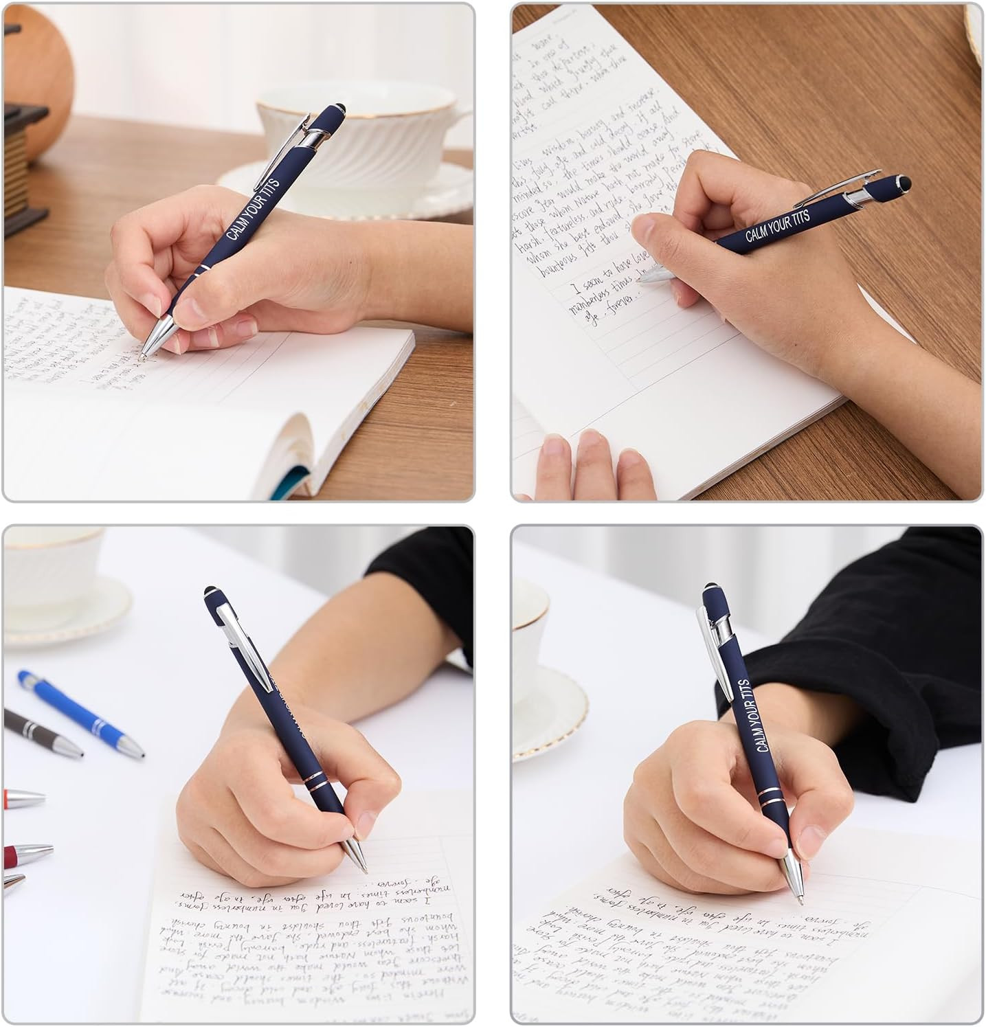 12 Pack Inspirational Ballpoint Pens with Stylus Tip Black Ink Fine Point
