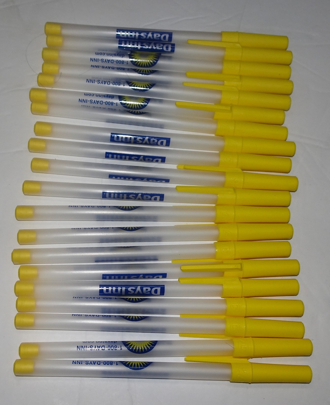 LOT OF 20 = Days Inn motel Yellow advertising stick pen = Black Ink pens