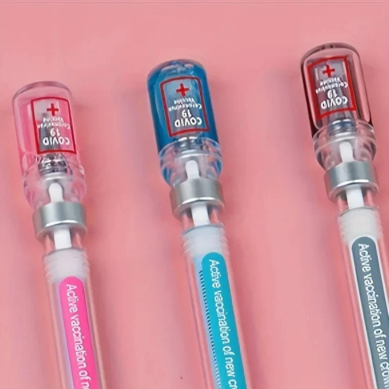 5PCS Random Color Belt Syringe Shaped Gel Neutral Pen, Signature Ballpoint Pen,
