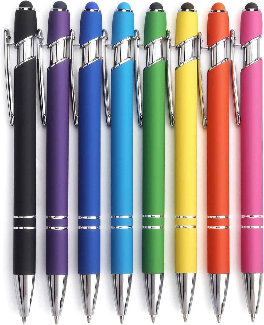 8 Pack Ballpoint Pen 2-in-1 Stylus, 1.0 mm Black Ink | Retractable Ballpoint Pen