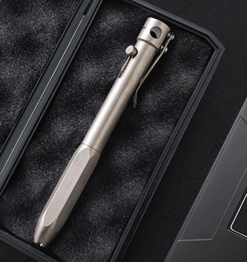 EDC Titanium Practical Pocket Pen Working Signature Ballpoint Pen with 5 Refills