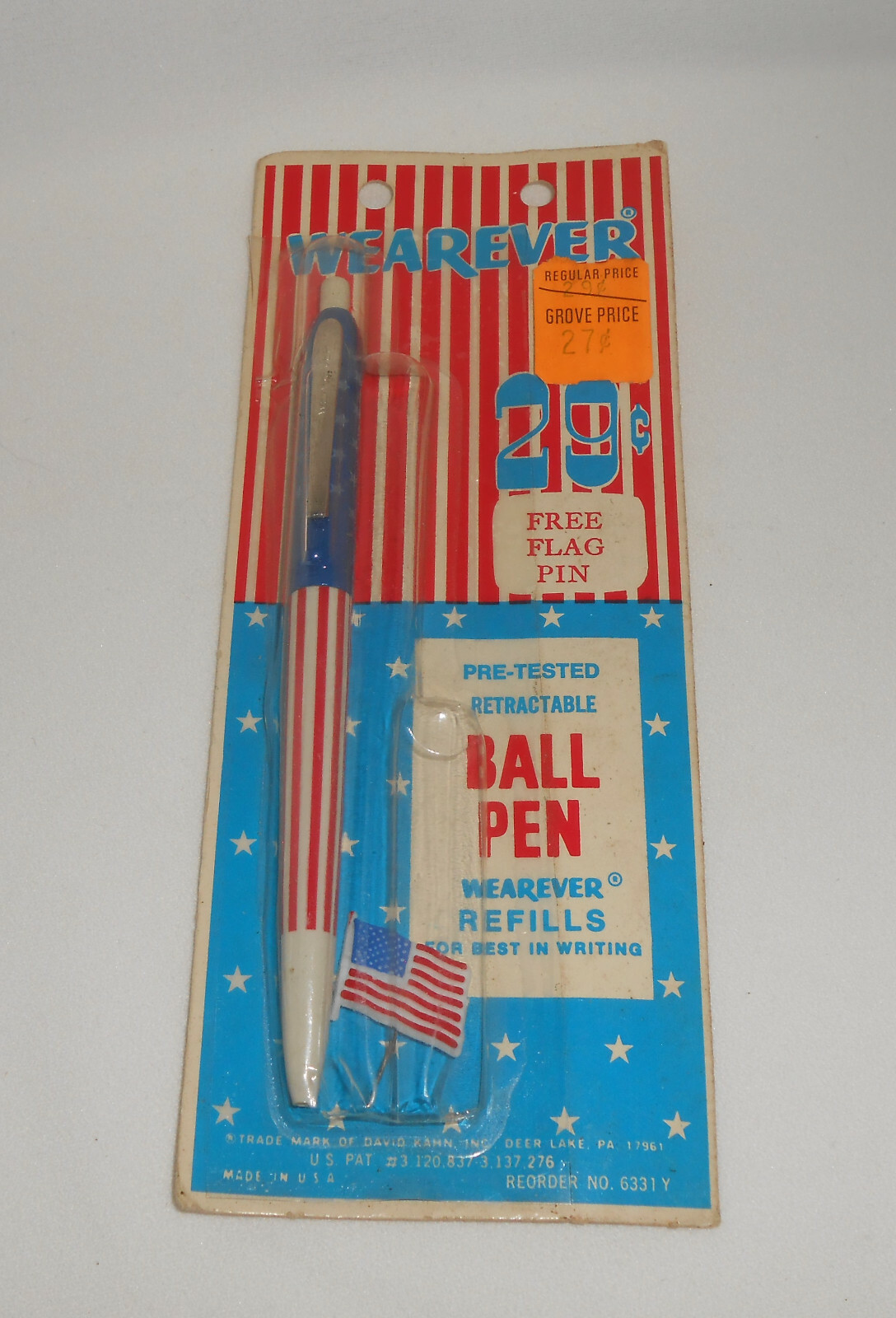 Wearever Ball Pen United States Bicentennial Pen With Flag Pin Vintage Unopened