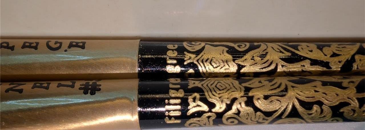 Vintage 1970s Arpege No.5 14KT Gold Filigree Perfumed Writing Pen Set Case