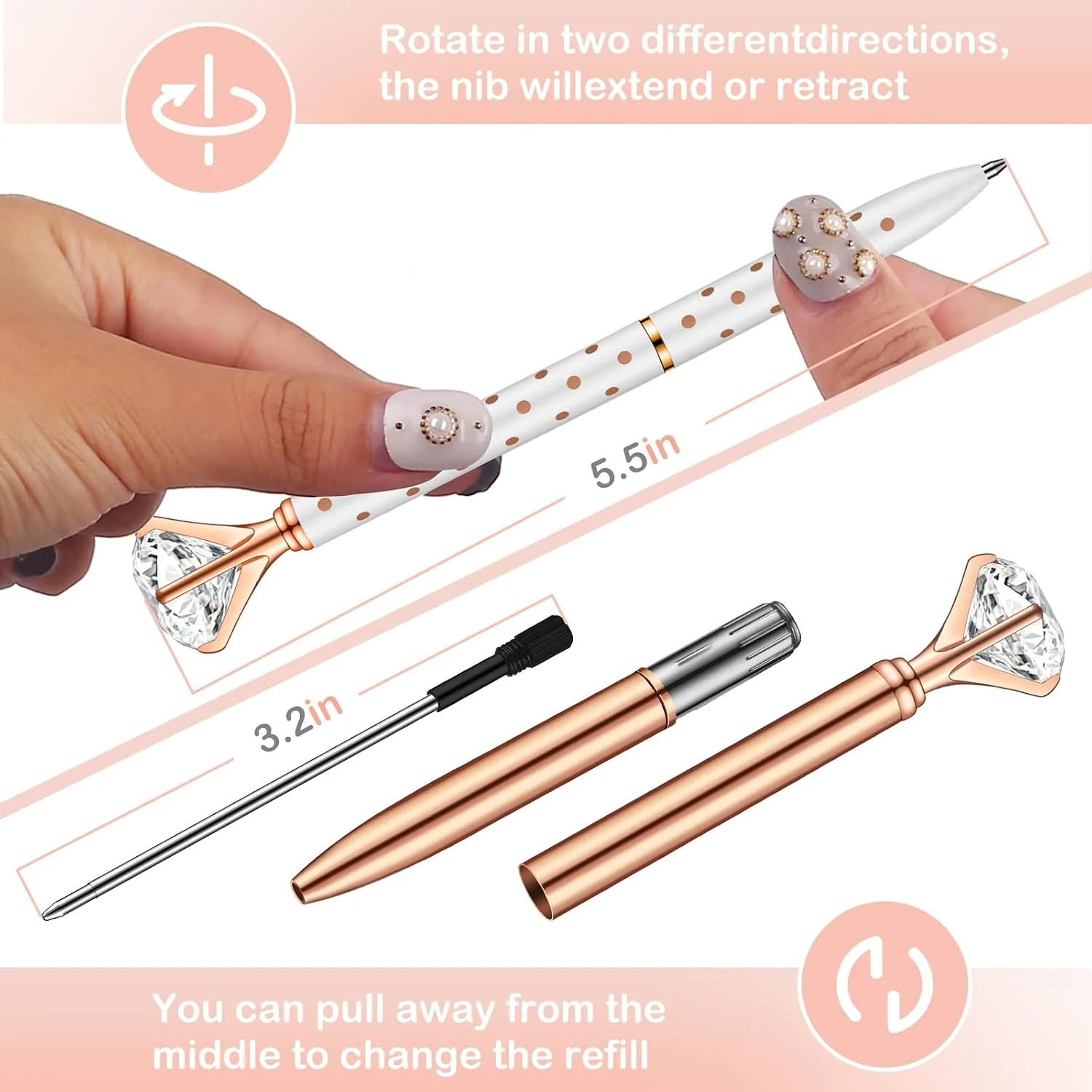 20 Pieces Diamond Pens of Cute Beautiful Ballpoint Pens Crystal Diamond Pen for