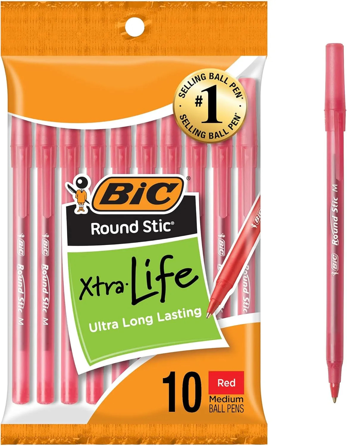 BIC Round Stic Ballpoint Pens Black Medium Point 1.0mm 10 Count Pack