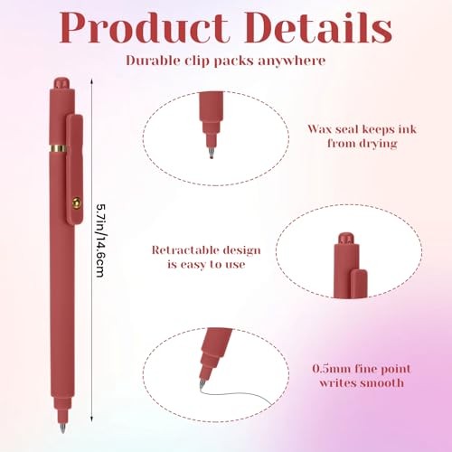 10pcs Colored Gel Pens, 0.5mm Fine Point Retractable Colorful Pens for