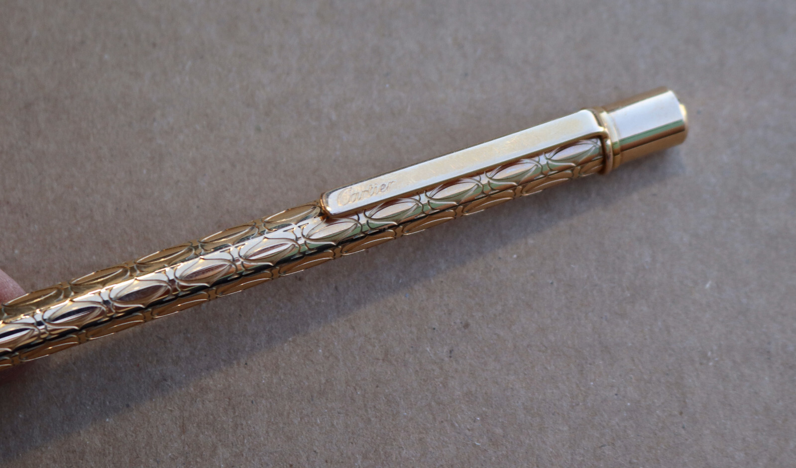 Cartier Ballpoint Pen Must Do Double C Logo Gold Tone Germany 5″ Happy Birthday