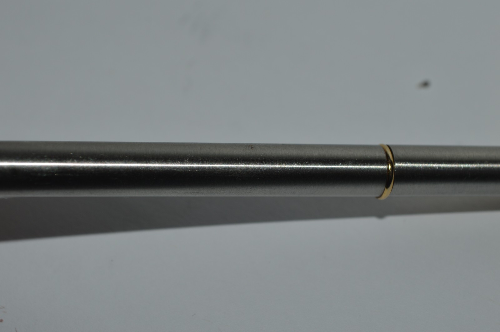 SCULLY SINCE 1906 Ball Pen Slim Brushed Stainless Steel Gold Trim Twist Action