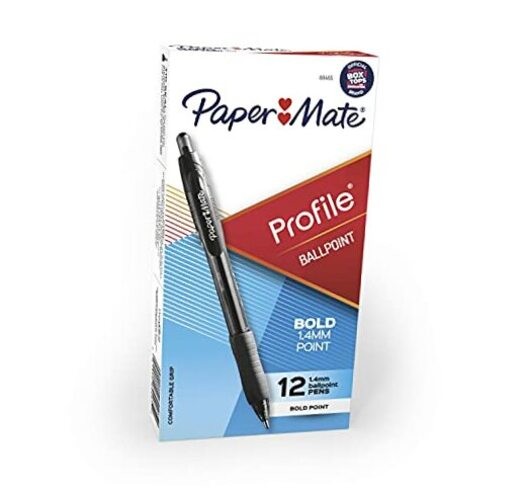 89465 Profile Retractable Ballpoint Pens, Bold 12 Count (Pack of 1) Black