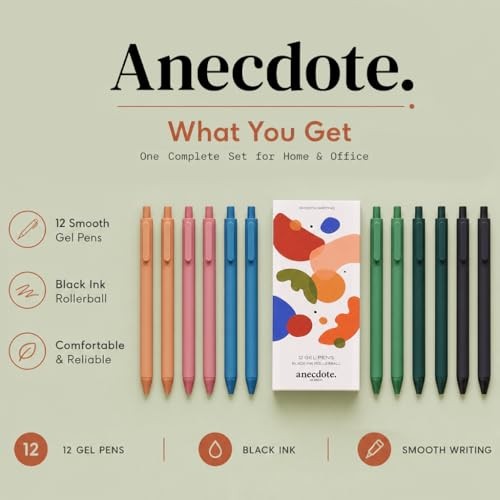 Journaling Pens Set (12 Pack) | Black Ink Planner Pens, 1 Count (Pack of 12)