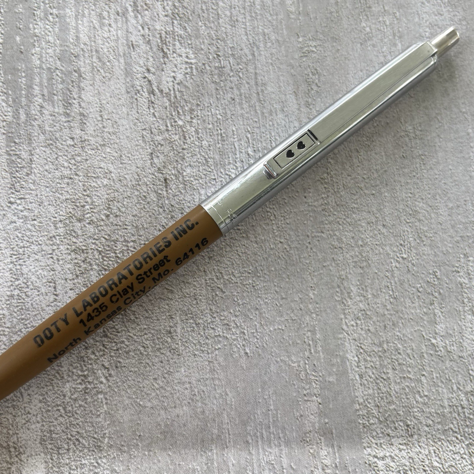 Vintage Paper Mate “The Profile” SLIM Pen Double Heart Brown & Chrome ~Dry Ink~