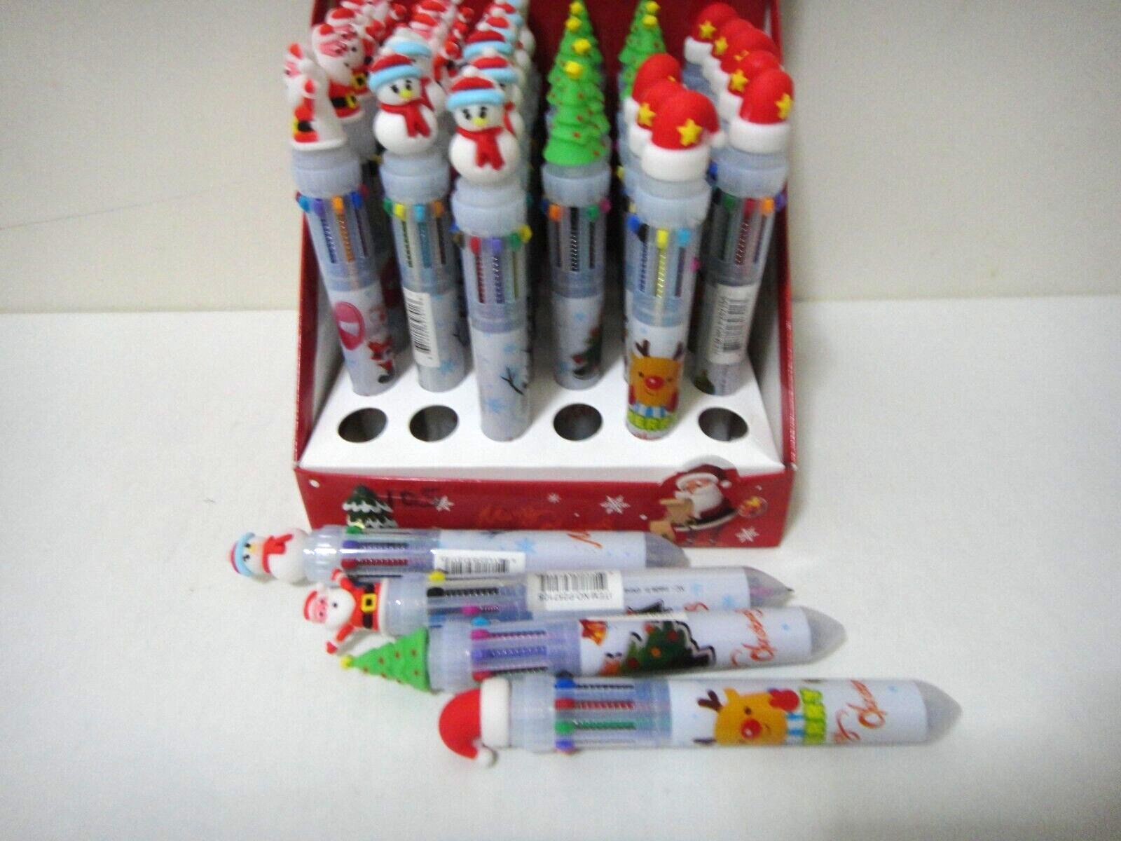 12 Pcs-10 colors Santa Claus &Christmas Tree Multi-color Ballpoint Pen US Seller