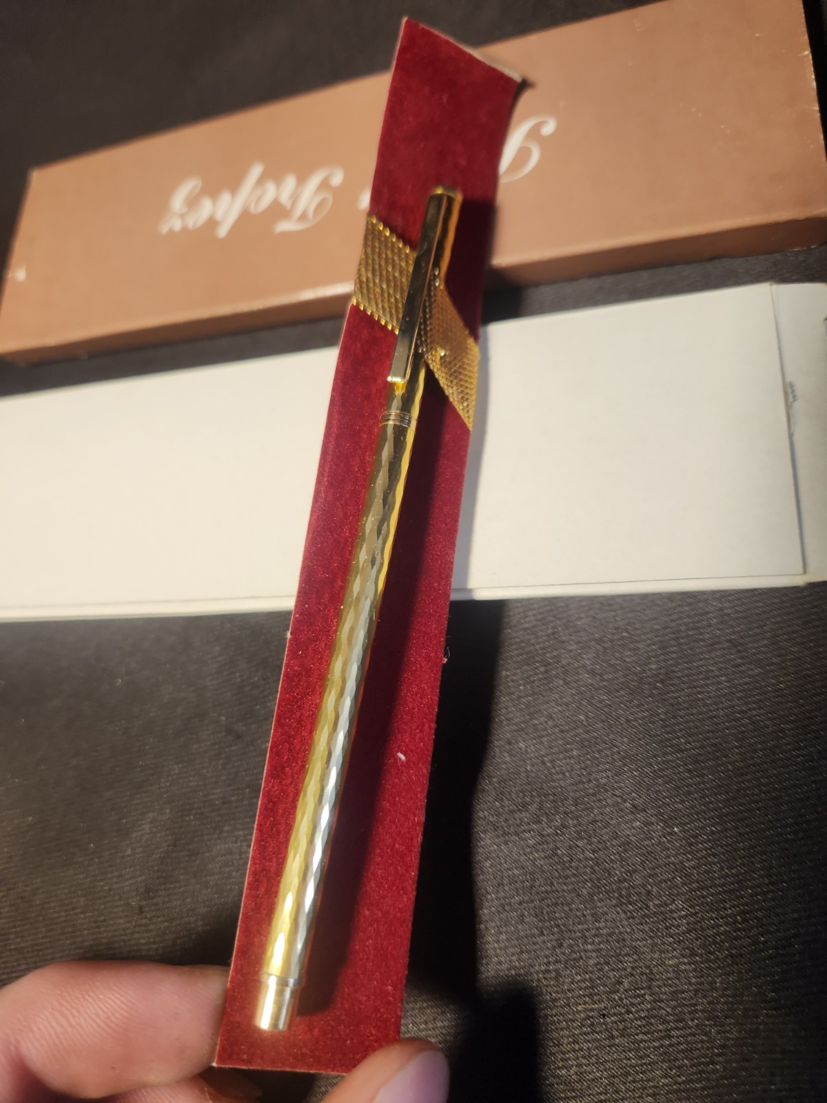 VINTAGE – Saint Tropez Pen w/ Original Box – Gold Metal Pen – Ink Color Unknown