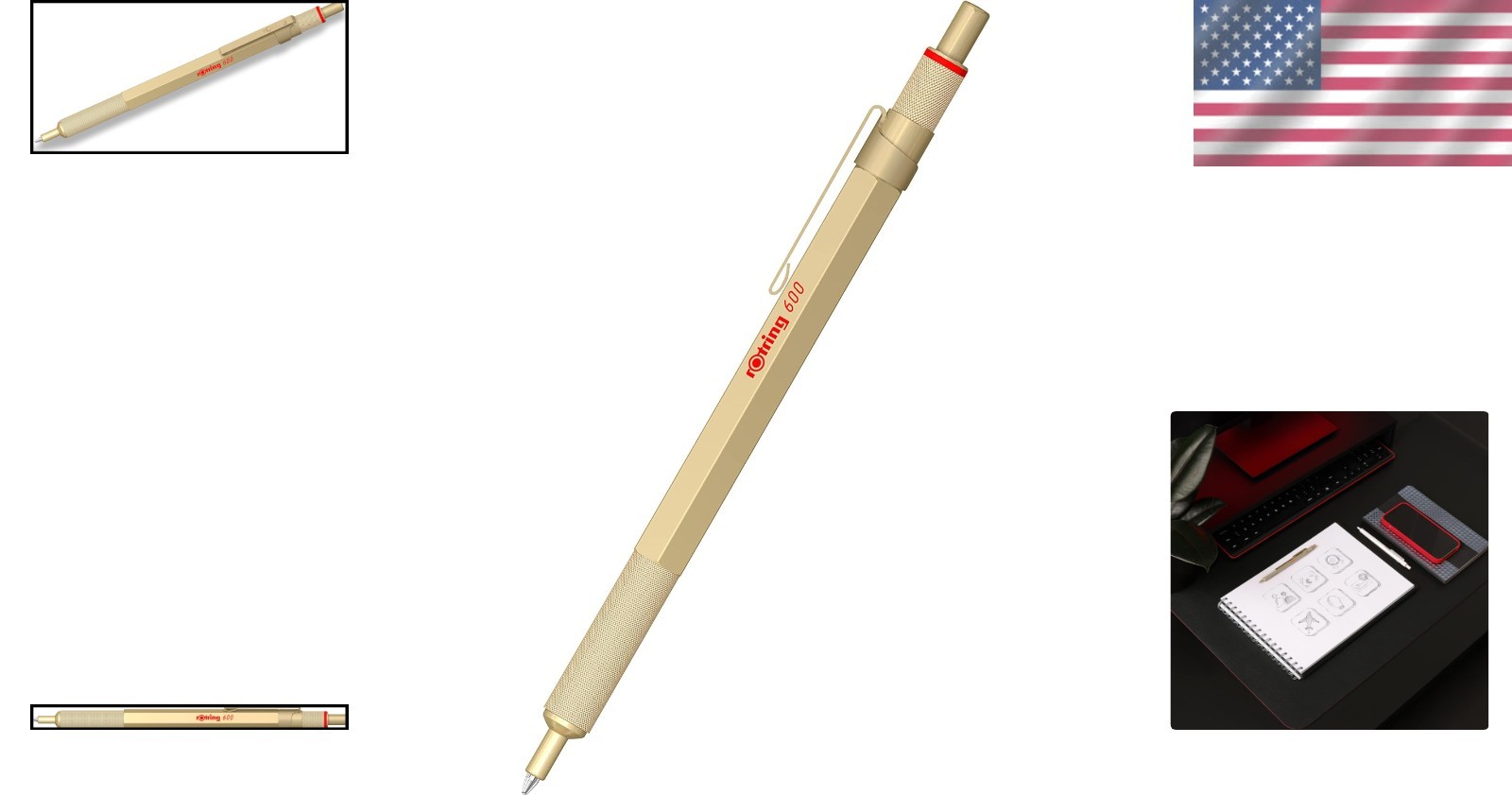Sleek Gold Metallic Ballpoint Pen – Refillable with Smooth Black Ink for Adults