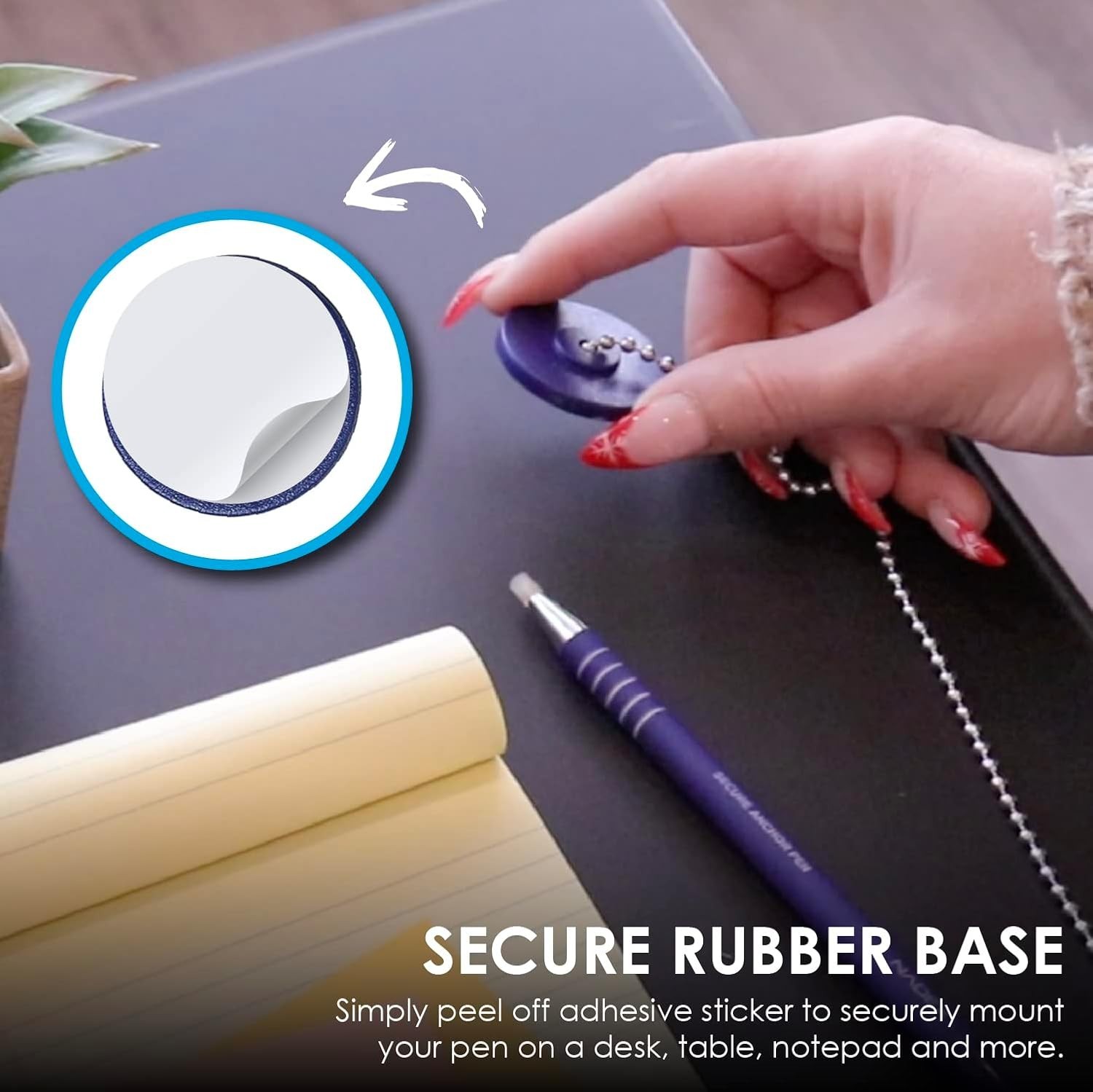 Blue Security Pen Set: 12 Refillable Pens with Safety Chains and Mounts Included