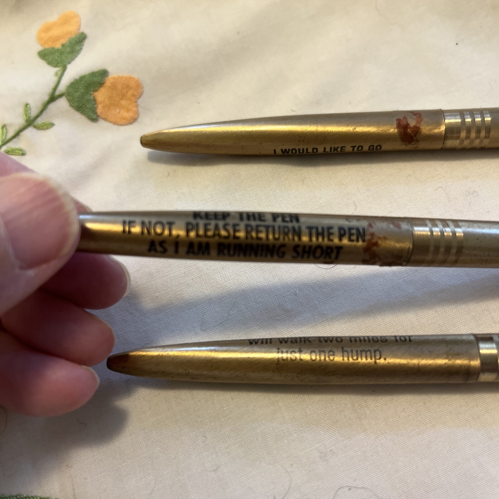 3 VTG Pens I would like to go to bed with you if the answer is yes keep the Pen