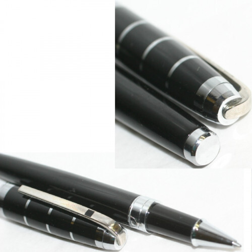 Dupont Ballpoint Pen with Cap / BLK & SLV in Good Condition Limited From JAPAN