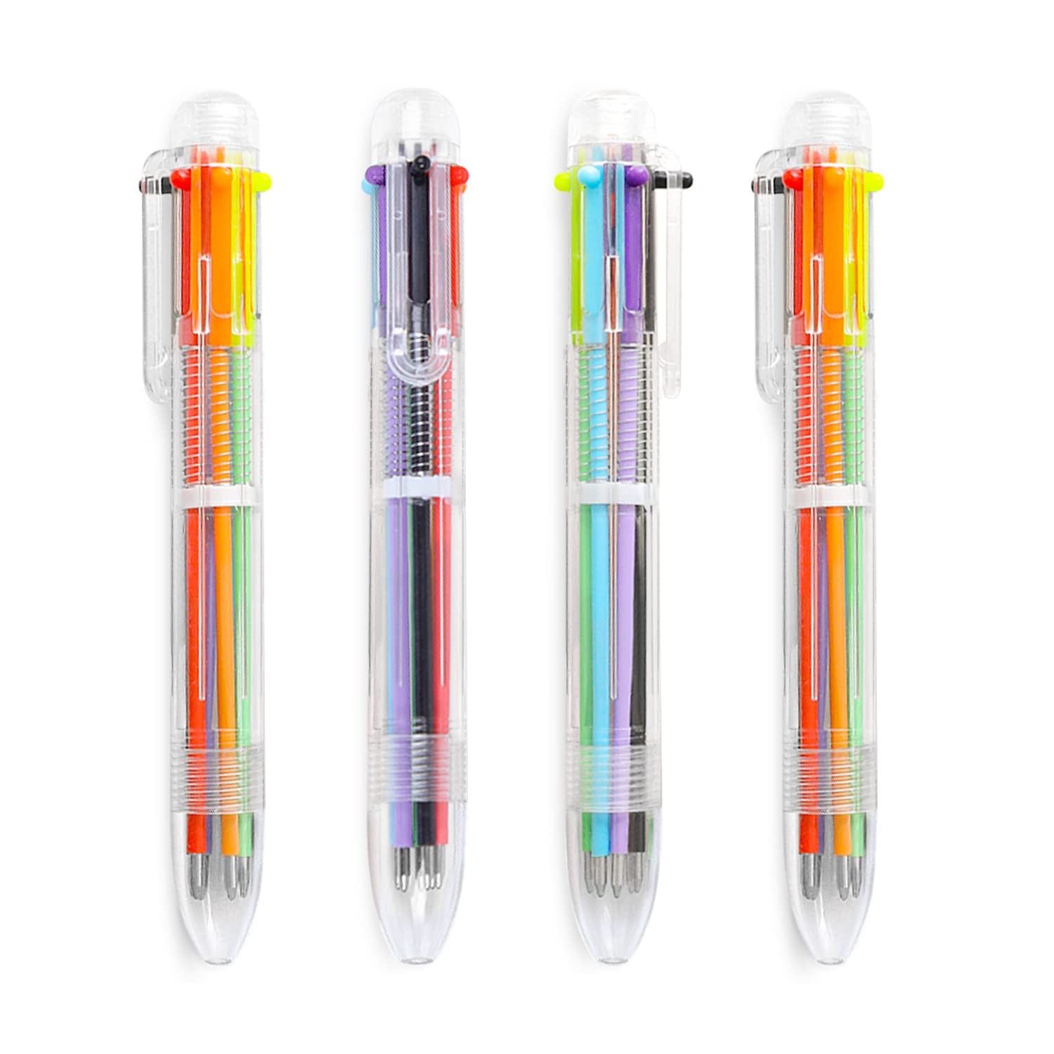 Hutou 4 Pack 0.5mm 6-in-1 Multicolor Ballpoint Pen 6 Colors Retractable Ballpoin