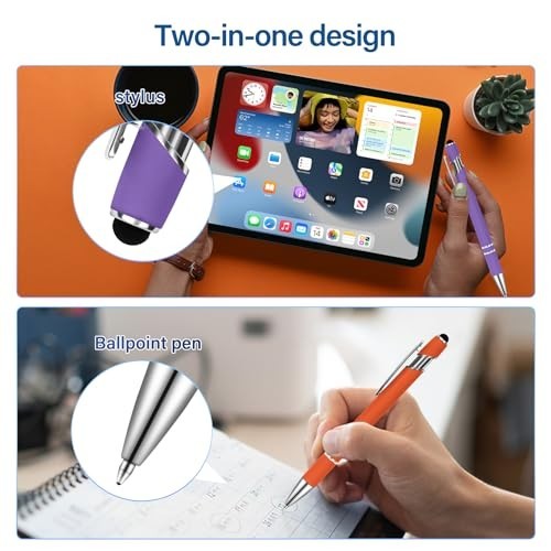Ballpoint Pens with Stylus Tip, Soft Touch Click Stylus Pen, 2 in 1 Retractable